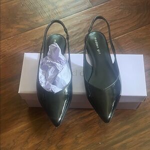 Madden Girl Glossy Black Slingback Flats